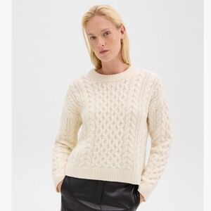 Theory Cable Knit Sweater in Felted Wool-Cashmere